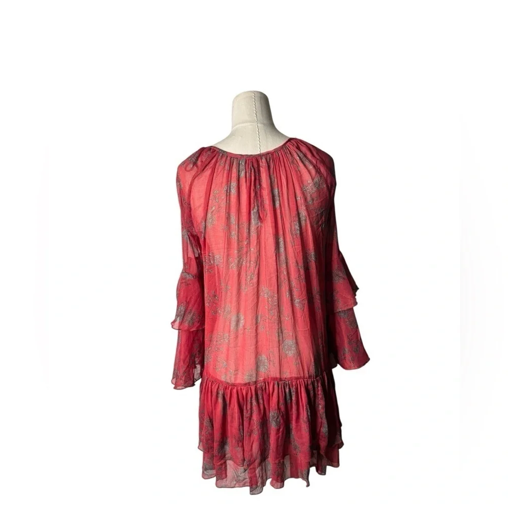 Free People Sunsetter Dress Red Floral Pattern Size XS‎
